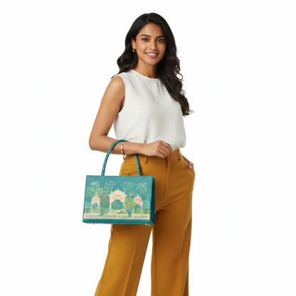 Royal Carry Mughal Peacock Mini Canvas Tote