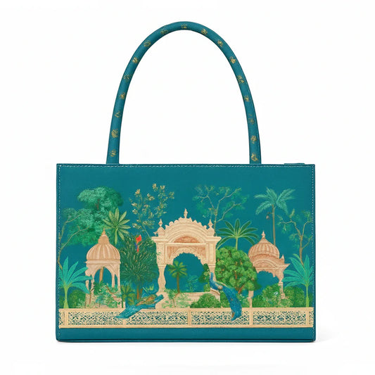 Royal Carry Mughal Peacock Mini Canvas Tote