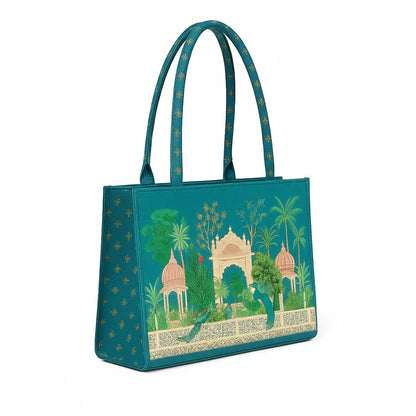 Royal Carry Mughal Peacock Mini Canvas Tote